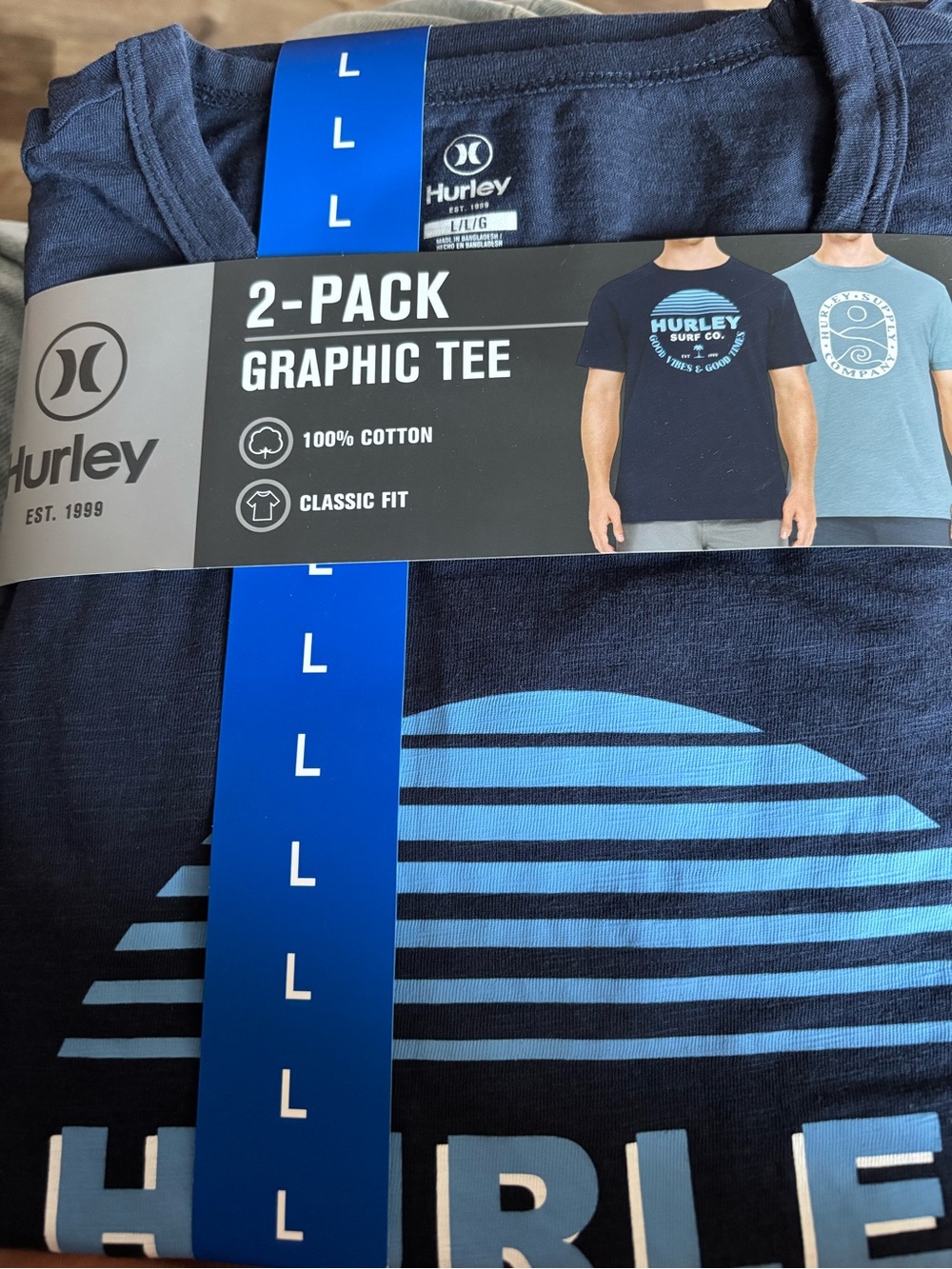 Hurley Two Pack Gray Graphic Circle Logo Tee with White Print